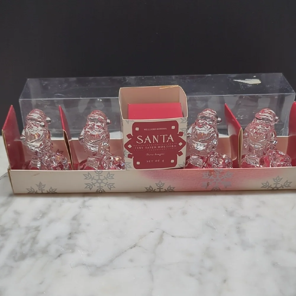 Williams Sonoma Santa Tiny Taper Holders - Red